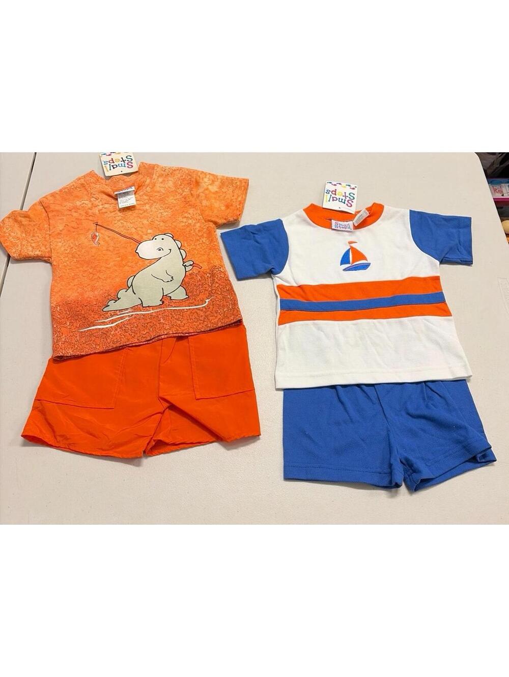 NWT Vintage 2 Small Steps 2 pc outfits Sailboat Dinosaur 24 months